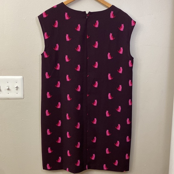 LOFT Smitten Kitten Burgundy Cat Cap Sleeve Dress with Pockets Size Medium - Picture 3 of 12